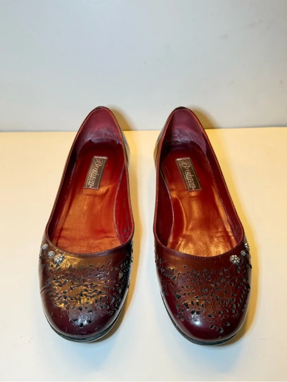 Melissa Burgundy Laser-Cut Ballet Flats Sz 7.5